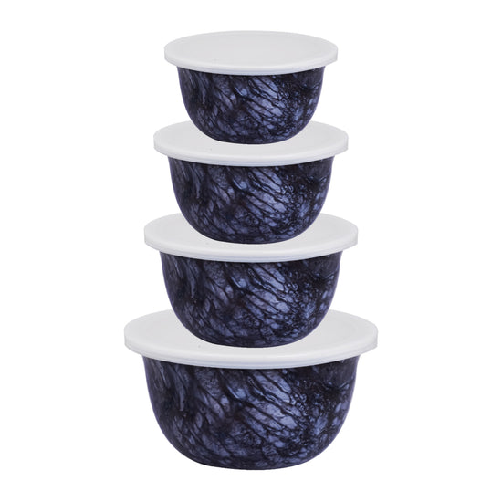 Winsor 4pc Stainless Steel Mixing Bowl Set with Airtight Lids | Nesting Bowls for Cooking | Baking Mixing Bowls Marble Design Set | Serving Bowls for Salad Cereal Soup Noodles Fruits | WR80836