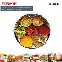 Winsor Spice Box with Hammered and Gold Finish 11 Pcs Set | WR80833