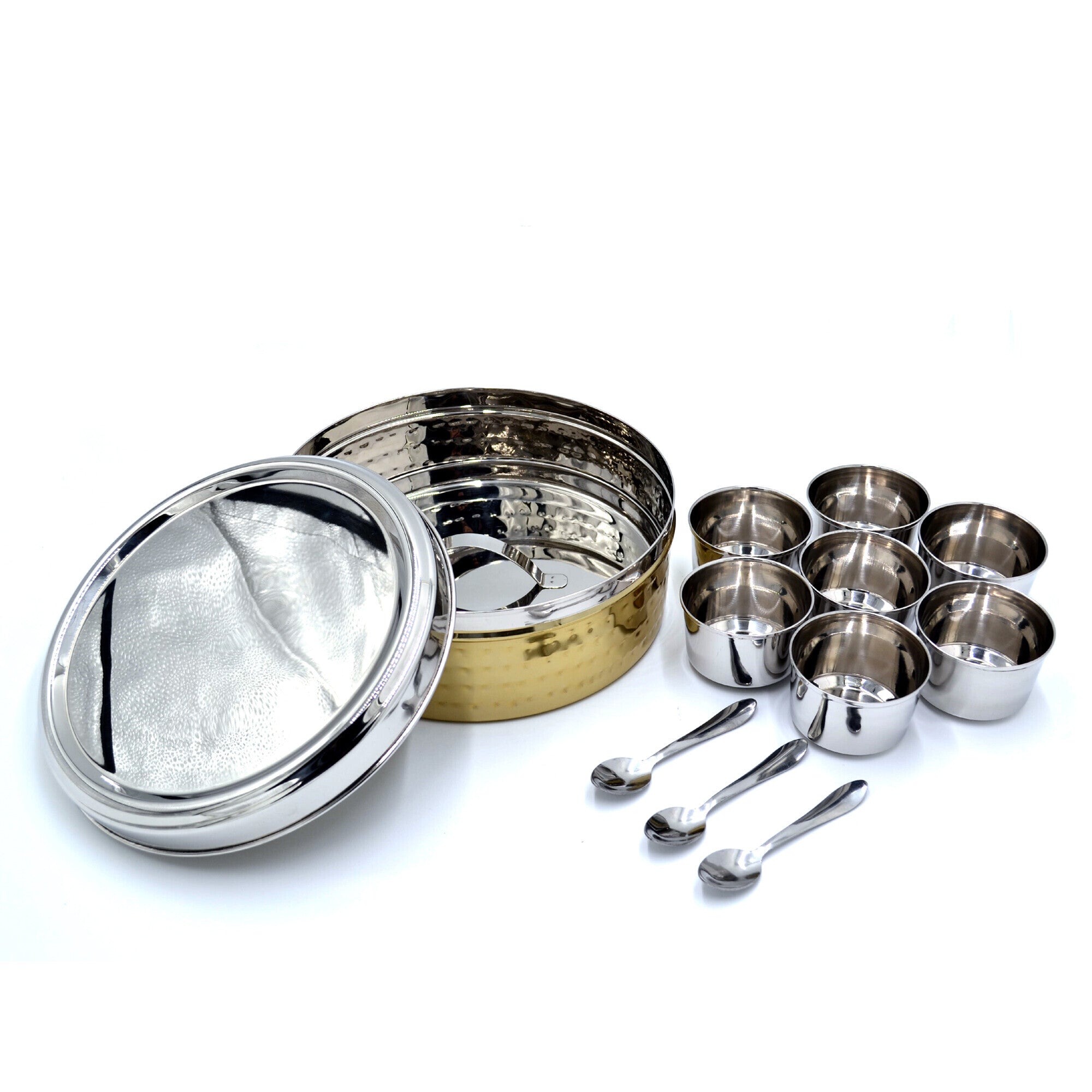 Winsor Spice Box with Hammered and Gold Finish 11 Pcs Set | WR80833