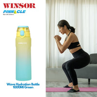 Winsor Pinnacle Wave Hydration Leak-Proof Water Bottle 1000 Ml | Green - WPHY-G-1017