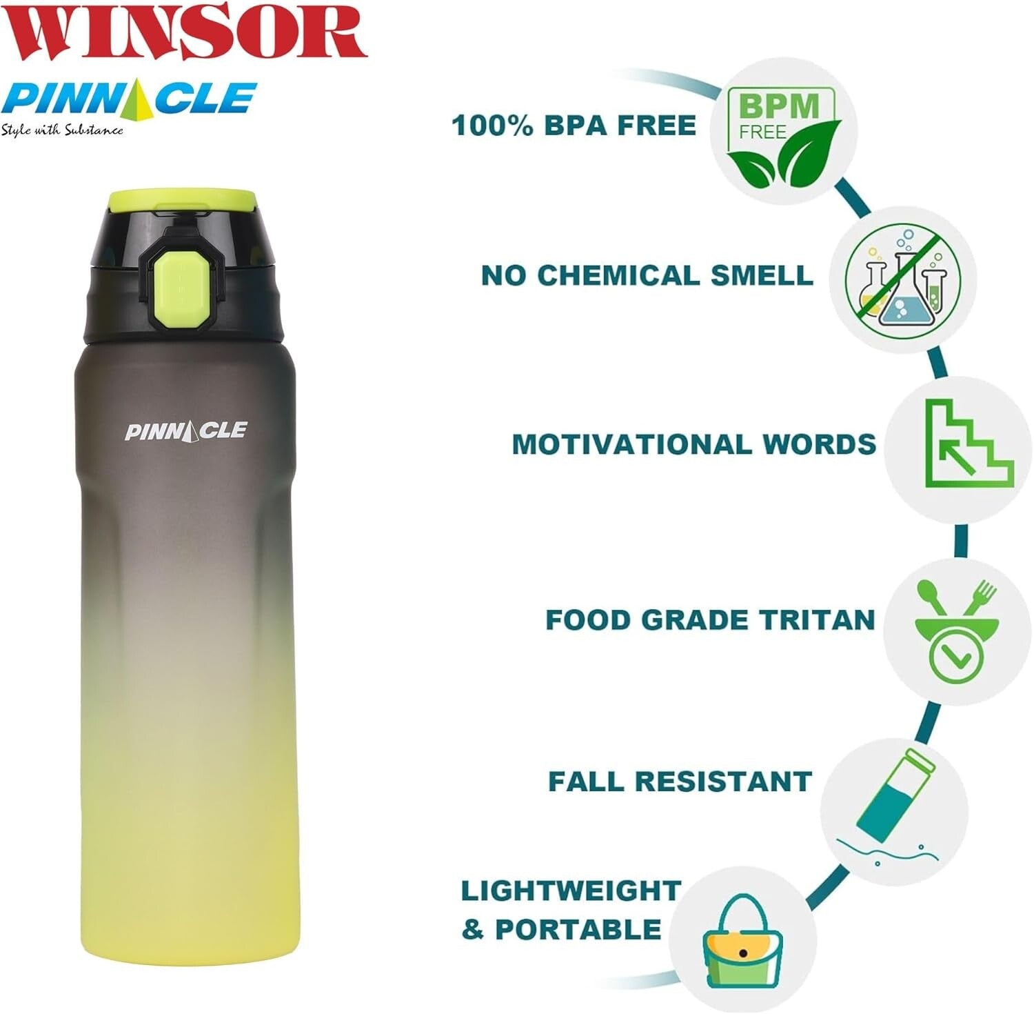 Winsor Pinnacle Wave Hydration Bottle 750Ml | Black - WPHY-BL-1015