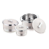 Winsor Omega Thermo Stainless Steel Insulated Casserole 3 pcs set 1500 + 2200 + 3300m | Silver - WPY3009