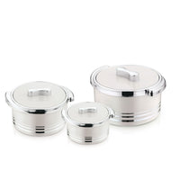 Winsor Omega Thermo Stainless Steel Insulated Casserole 3 pcs set 1500 + 2200 + 3300m | Silver - WPY3009
