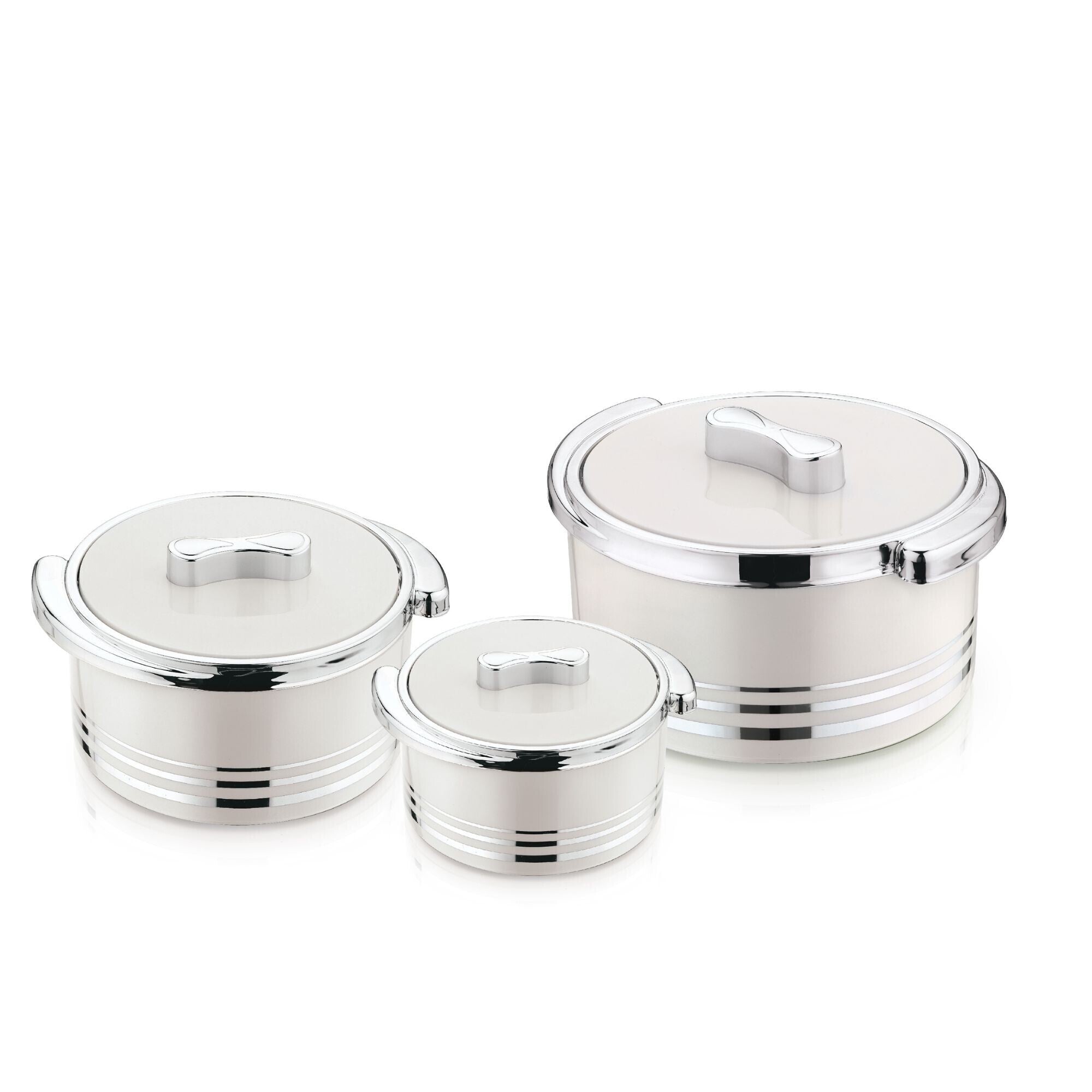 Winsor Omega Thermo Stainless Steel Insulated Casserole 3 pcs set 1500 + 2200 + 3300m | Silver - WPY3009