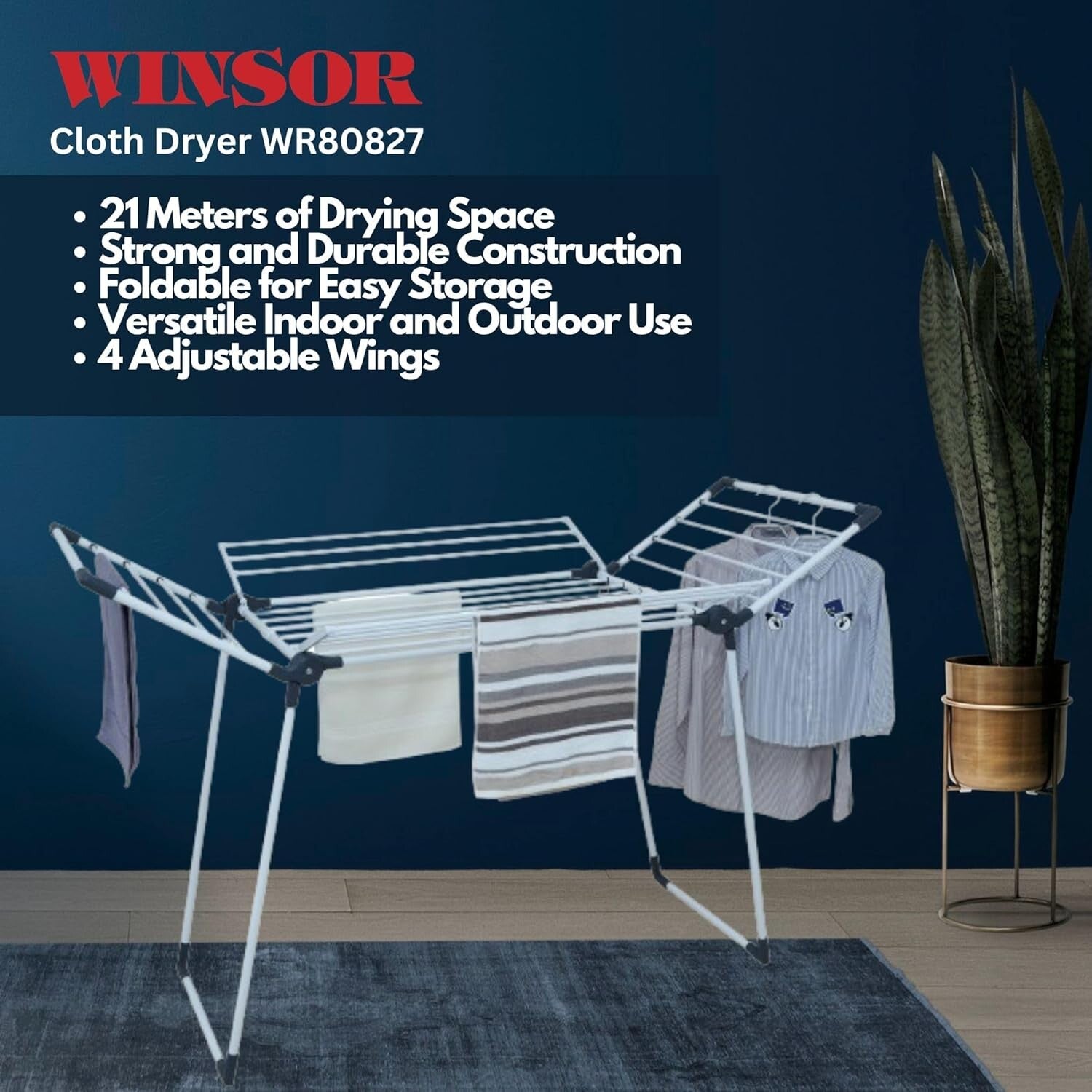 Winsor Foldable Clothes Drying Stand  21M, White | WR80827