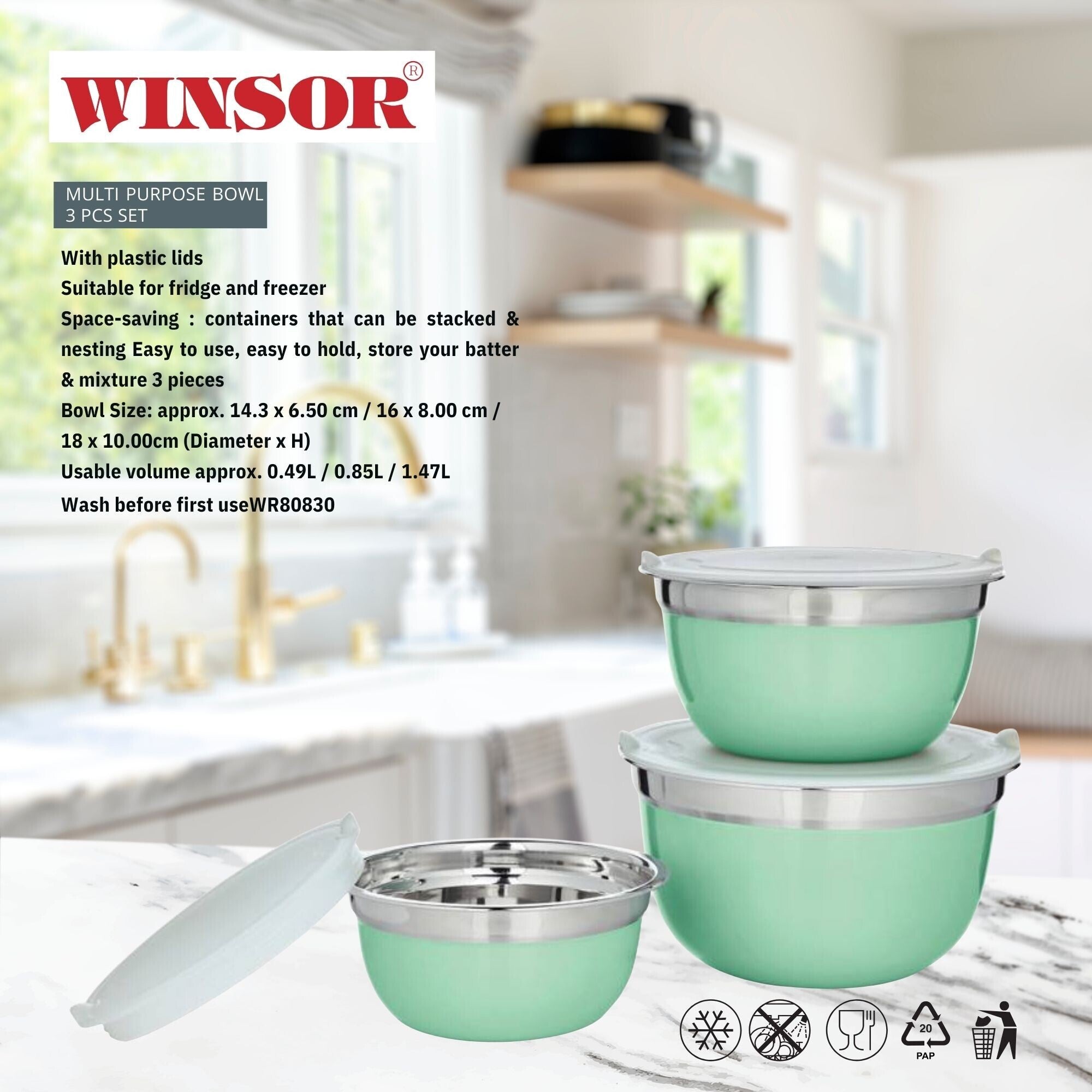 Winsor Multi-Purpose Bowl 3 Pcs Set | WR80830
