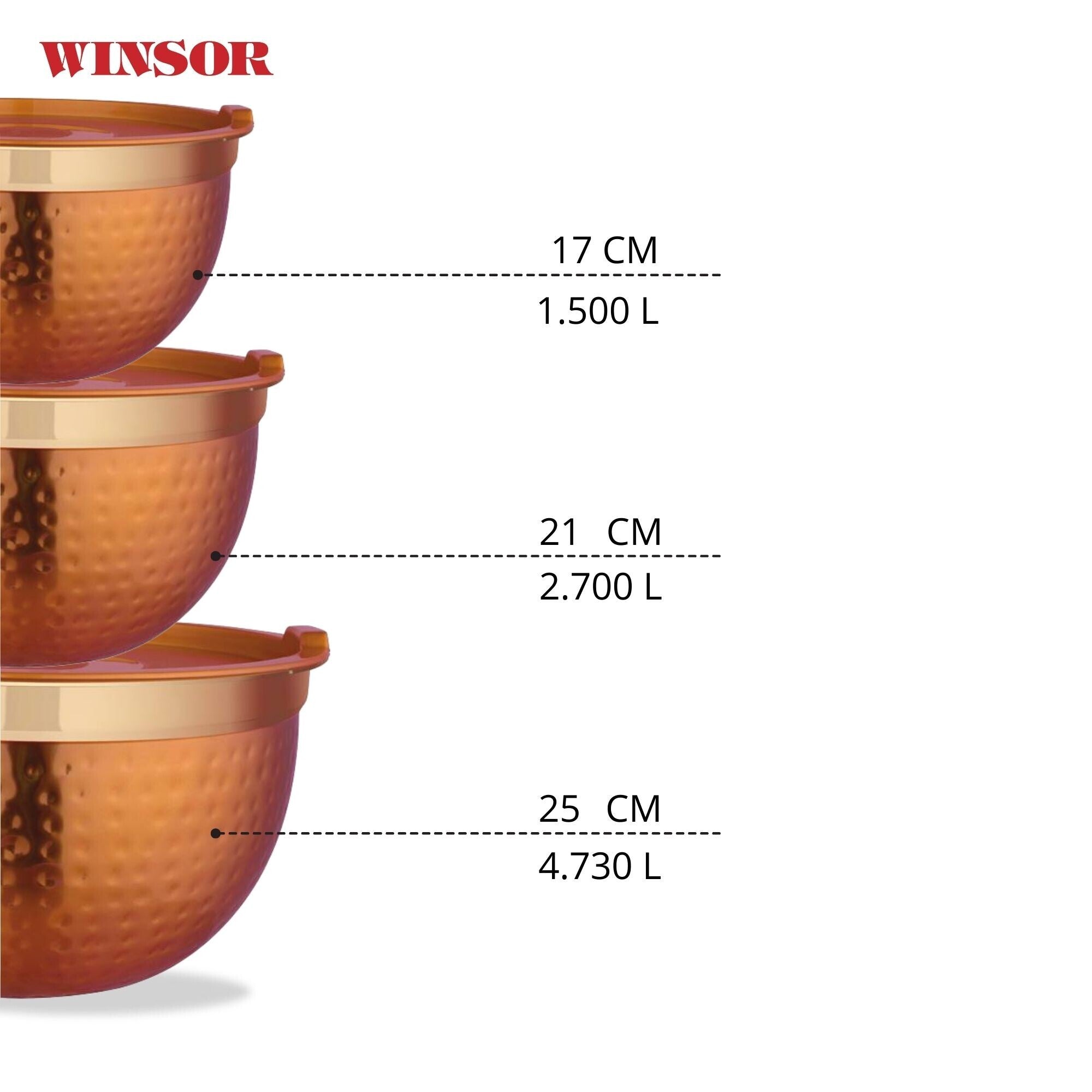 Winsor Multi-Purpose Bowl with Lacquered Hammered (Copper Color Exterior) | WR80831
