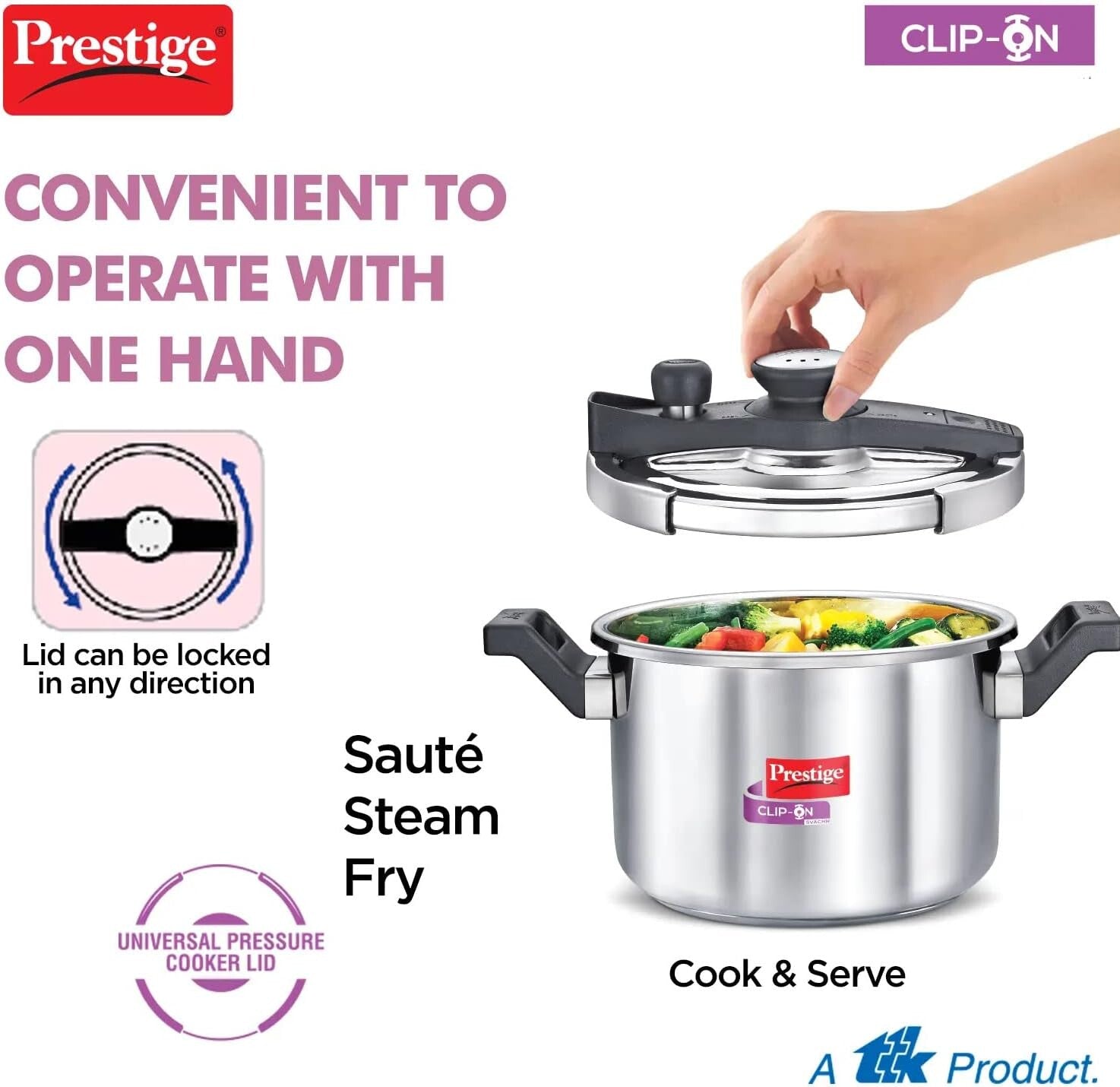 Prestige Clip on Svachh Stainless Steel 5L pressure Cooker | MPC20230