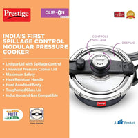 Prestige Svachh Clip-on 5 Litre Hard Anodised Pressure Cooker, Black | MPCHA20242