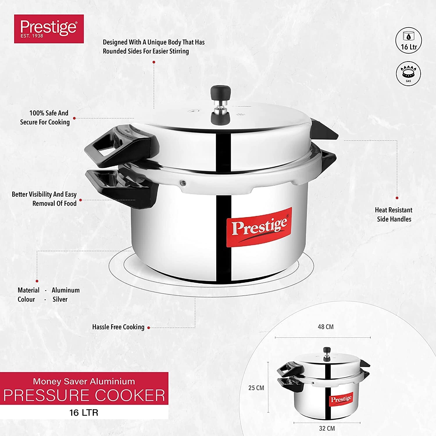 Prestige Pressure Cooker 16.0 Ltr | MPD16000