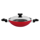 Prestige Classique Non-Stick Kadai Belly Bottom With Lid 24 Cm | 3X Ultra Tough Aluminium Kadai | Red - PR15853