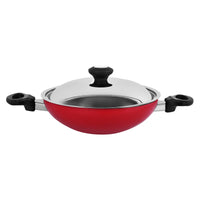 Prestige Classique Non-Stick Kadai Belly Bottom With Lid 24 Cm | 3X Ultra Tough Aluminium Kadai | Red - PR15853