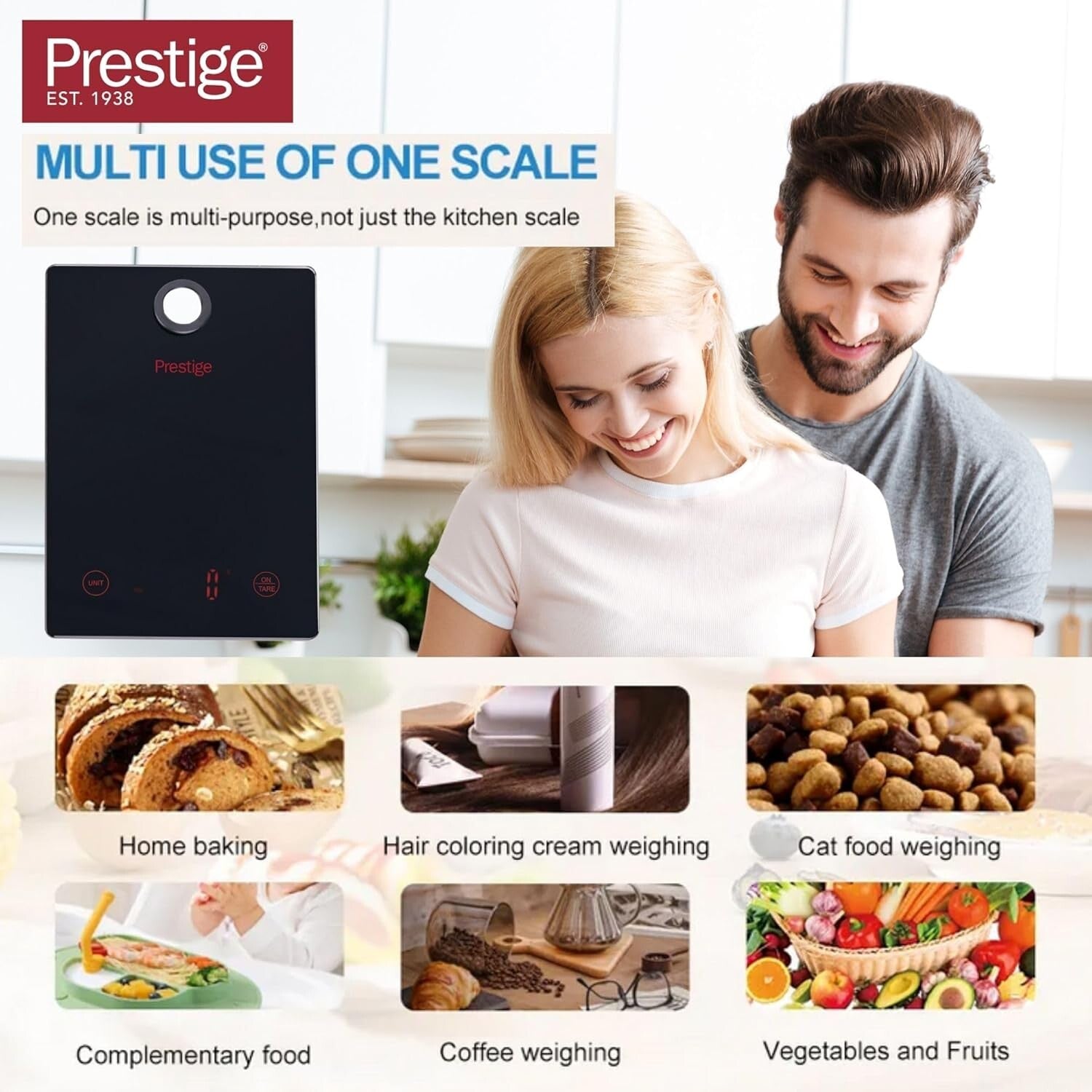 Prestige Digital Kitchen Scale LED Display - Black | PR81006
