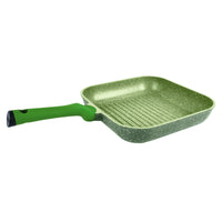 Prestige Essentials Square Grill Pan 28Cm | Non-Stick Granite Coated Grill Skillet | Induction Compatible Cookware | Green - PR81128