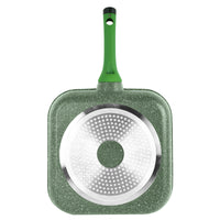 Prestige Essentials Square Grill Pan 28Cm | Non-Stick Granite Coated Grill Skillet | Induction Compatible Cookware | Green - PR81128