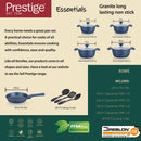 Prestige Essentials Granite 12 Piece Non-Stick Cast Aluminium Cookware sets | Induction Compatible Pots and Pans Set | Blue - PR80966