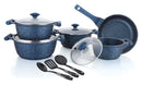 Prestige Essentials Granite 12 Piece Non-Stick Cast Aluminium Cookware sets | Induction Compatible Pots and Pans Set | Blue - PR80966
