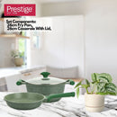 Prestige Essentials Granite Non Stick Set Combo | 26cm Fry Pan + 26cm Casserole With Lid | Induction Cookware Set 2 Pieces | Green - PR80993