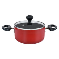Prestige Value Pack Non-Stick Cast Aluminium Cookware sets  8 Pcs | Pots and Pans Set | Stock Pot Set | Milk Pan | Fry Pan | PR21952 - Red