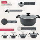 Prestige Essentials Granite 12 Piece Non-Stick Cast Aluminium Cookware sets | Induction Compatible Pots and Pans Set | Black - PR80965