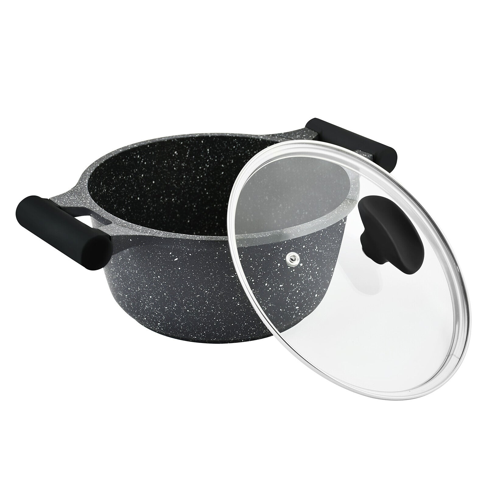 Prestige Essentials Granite 12 Piece Non-Stick Cast Aluminium Cookware sets | Induction Compatible Pots and Pans Set | Black - PR80965