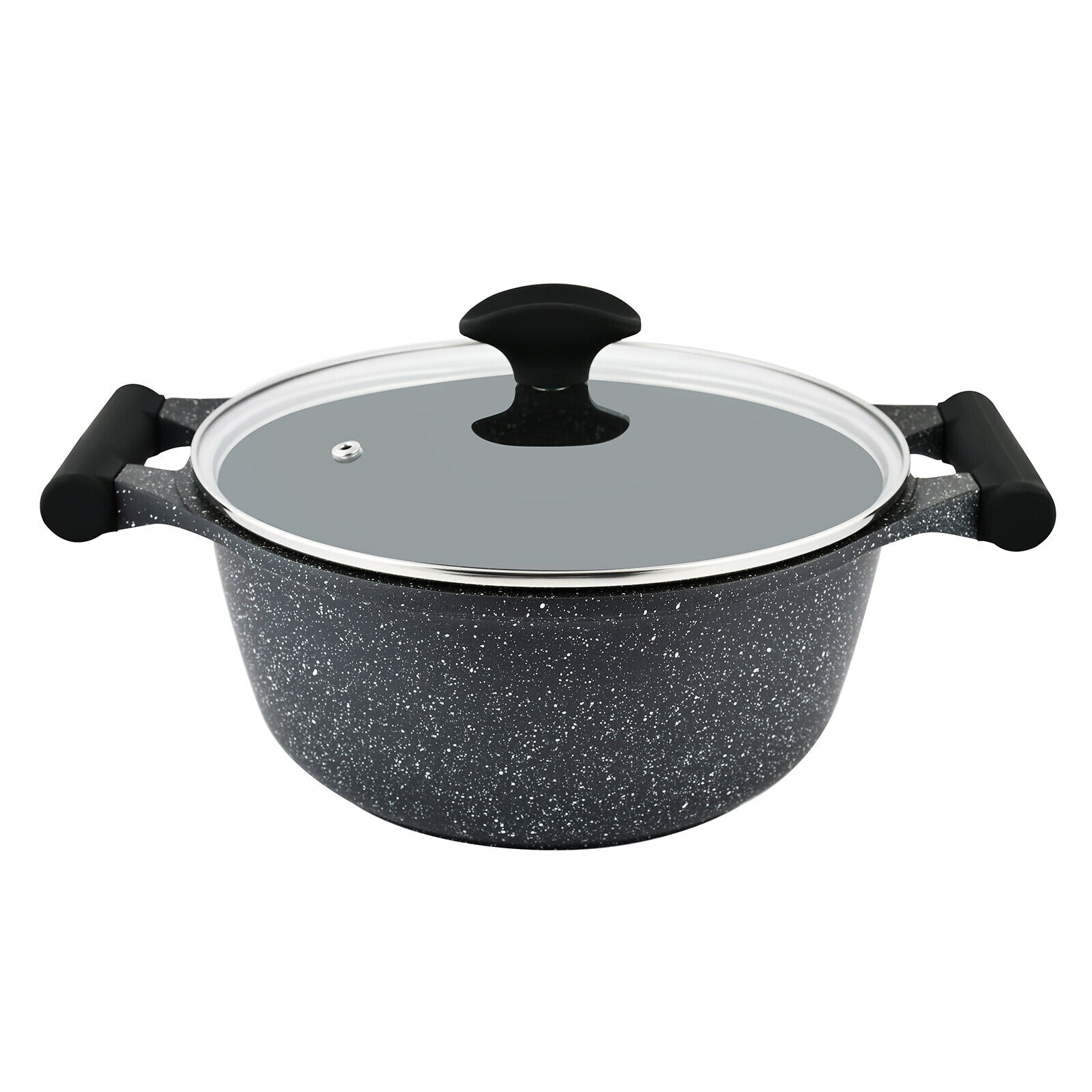 Prestige Essentials Granite 12 Piece Non-Stick Cast Aluminium Cookware sets | Induction Compatible Pots and Pans Set | Black - PR80965