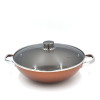 Prestige Ultra Non Stick Kadai with Glass Lid 26CM and Complimentary Pan Holder | Induction Based Stock Pot | Non stick Stock Pot with Lid | PR22604