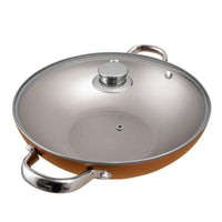 Prestige Ultra Non Stick Kadai with Glass Lid 26CM and Complimentary Pan Holder | Induction Based Stock Pot | Non stick Stock Pot with Lid | PR22604