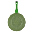 Prestige Essentials Wok Pan 30 Cm | Induction Compatible Non Stick Pan | Granite Coted Cooking Pot | Green - PR81117