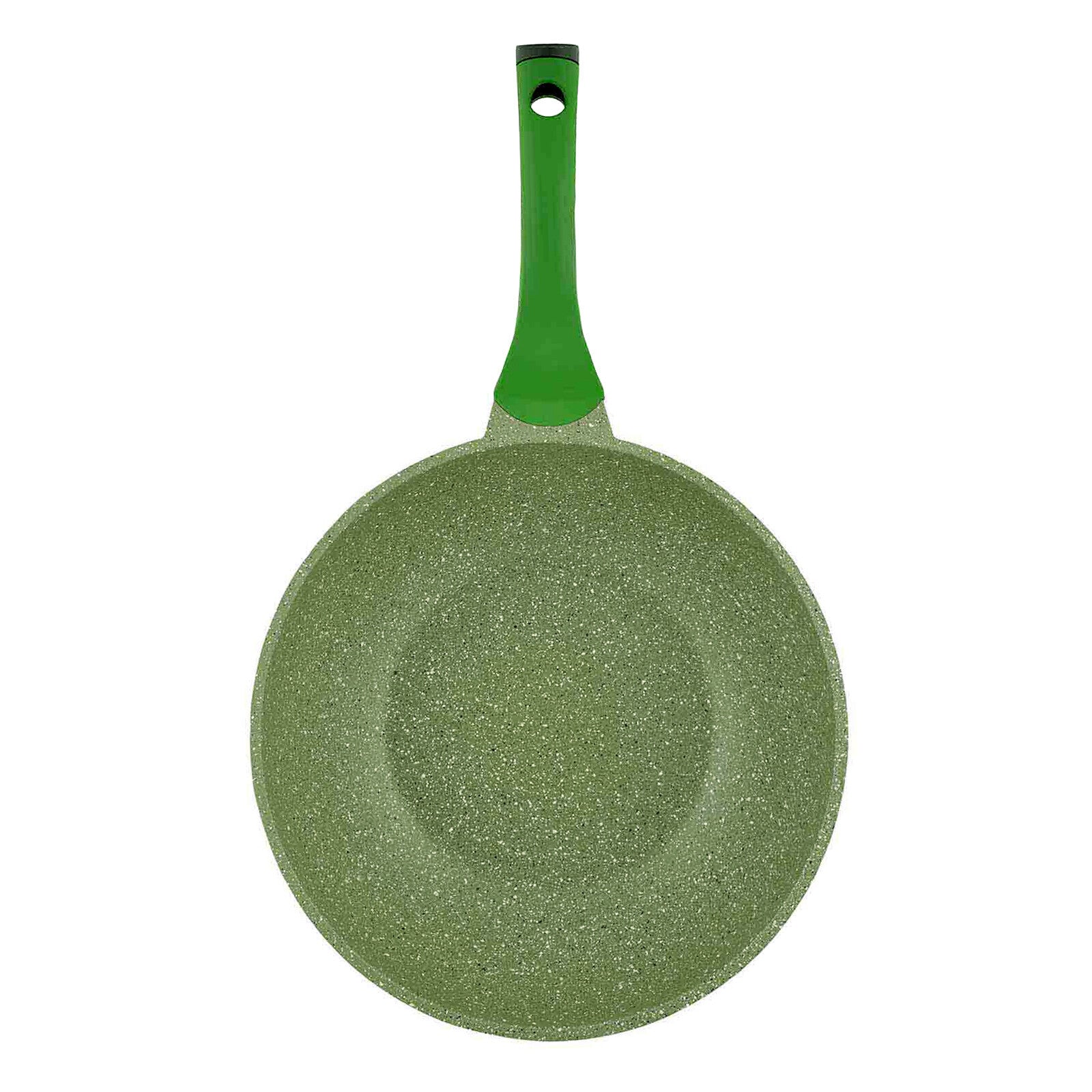 Prestige Essentials Wok Pan 30 Cm | Induction Compatible Non Stick Pan | Granite Coted Cooking Pot | Green - PR81117