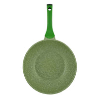 Prestige Essentials Wok Pan 32 Cm | Induction Compatible Non Stick Pan | Granite Coted Cooking Pot | Green - PR81118