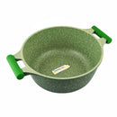Prestige Essentials Non-Stick Casserole with Glass Lid 20Cm | Granite Induction Compatible Aluminium Cooking Pot | Green - PR81108