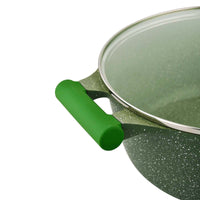 Prestige Essentials Non-Stick Casserole with Glass Lid 34Cm | Granite Induction Compatible Aluminium Cooking Pot | Green - PR81114