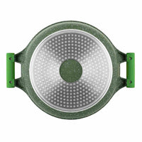 Prestige Essentials Non-Stick Casserole with Glass Lid 30Cm | Granite Induction Compatible Aluminium Cooking Pot | Green - PR81112