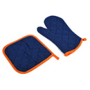 Prestige Oven Glove and Pot Holder Set with Insulated Surfaces | Heat Resistant Pot Holders | Blue-PR496