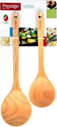 Prestige Solid Spoon Set  | Quality Kitchen Utensils for Cooking & Serving | 2-Piece Wooden Spoon Kit | PR48875