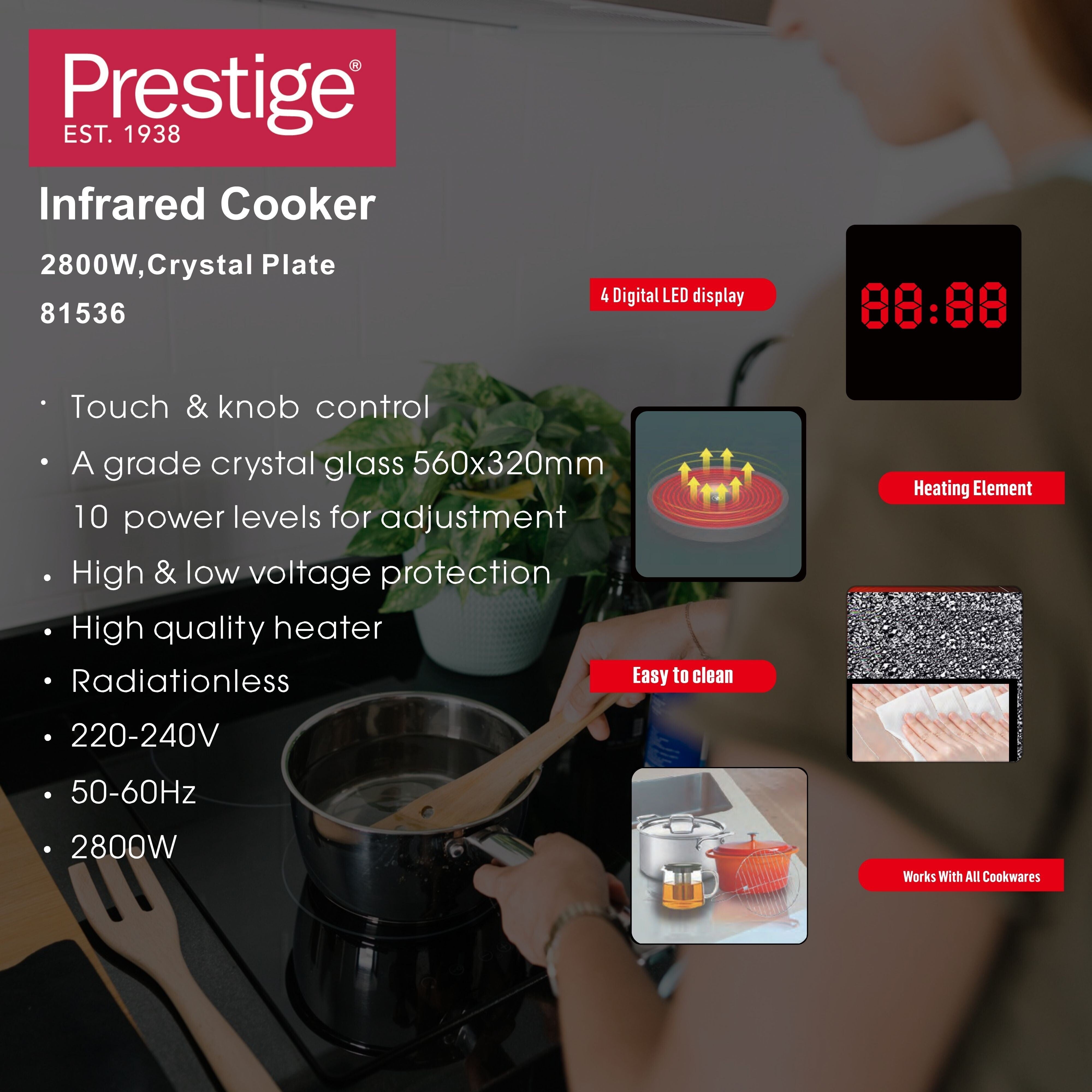 Prestige Double Infrared Cooker- 2800W | PR81536