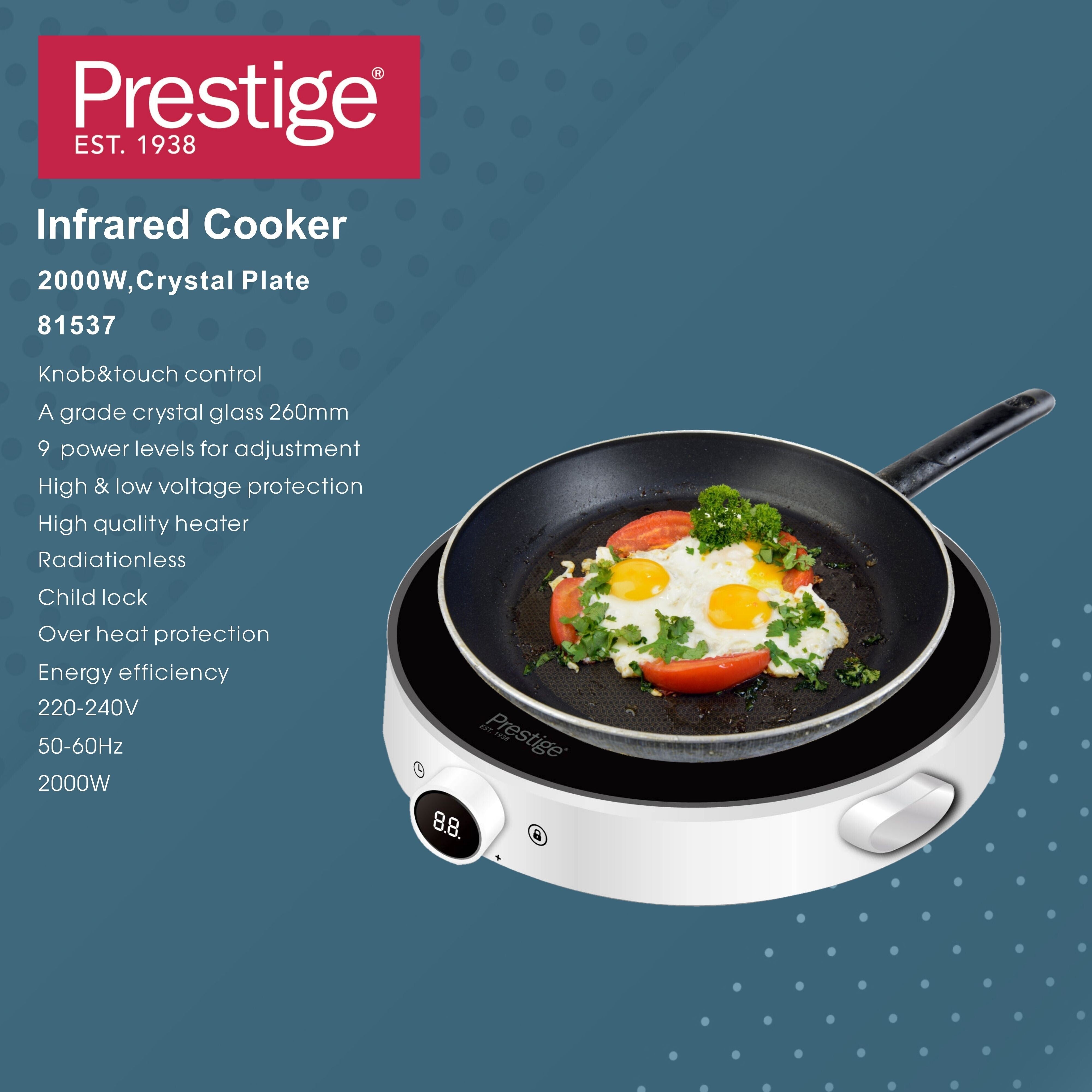 Prestige Single Infrared Cooker Round- 2000W | PR81537