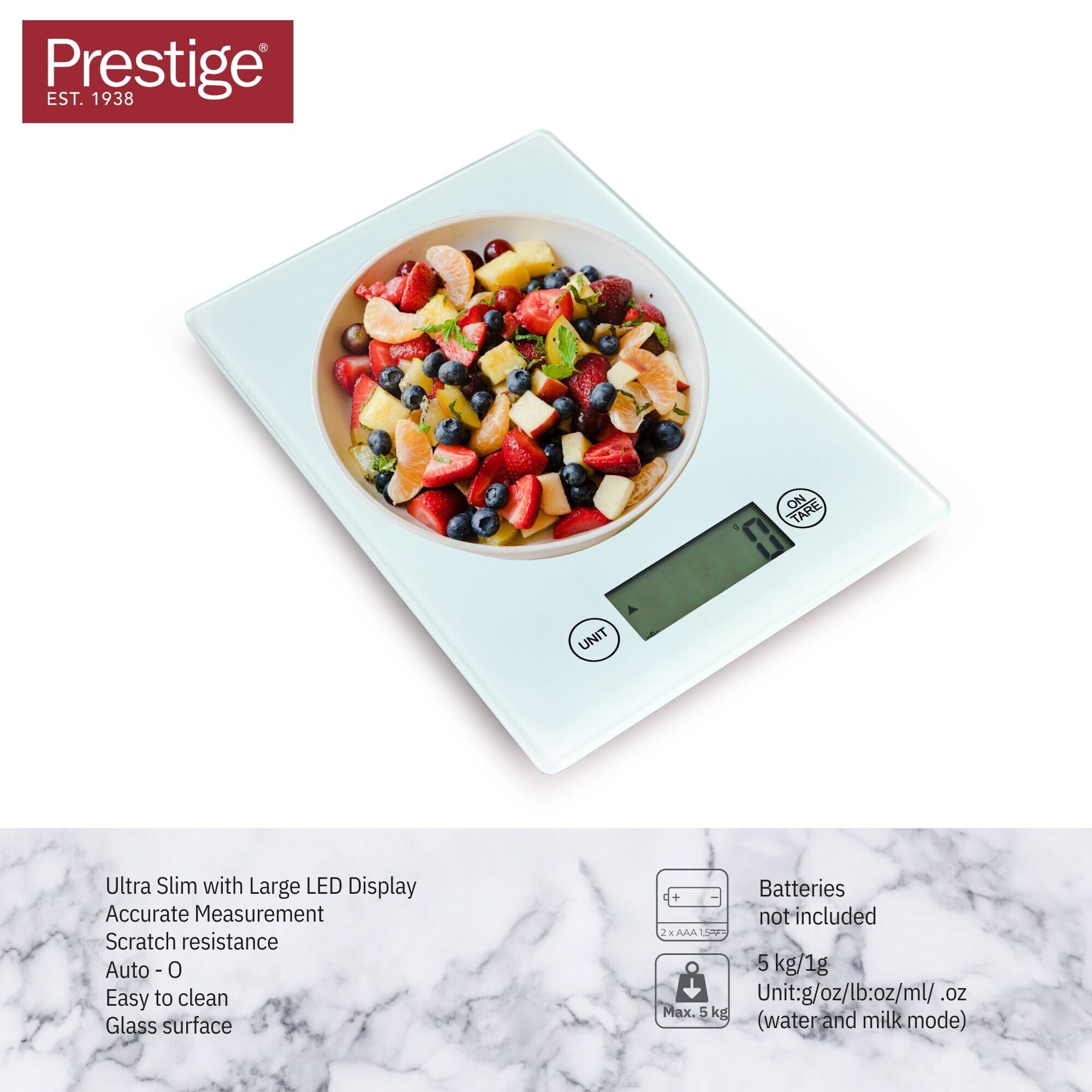 Prestige Digital Kitchen Scale LCD Display - White | PR81005