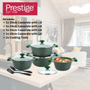 Prestige Essential 10 pcs Cookware Sets | Granite Coated Pots and Pans Set | Non-Stick Induction Compatible Cookware | Green -PR80998