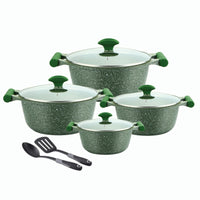 Prestige Essential 10 pcs Cookware Sets | Granite Coated Pots and Pans Set | Non-Stick Induction Compatible Cookware | Green -PR80998