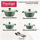 Prestige Essential 10 pcs Cookware Sets | Granite Coated Pots and Pans Set | Non-Stick Induction Compatible Cookware | Green -PR80998