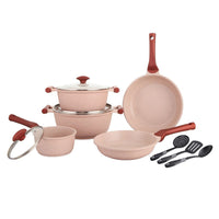 Prestige Essentials Nonstick Pots and Pans Set | Induction Cookware Set 11 Pieces | Non Stick Set Combo | Granite Cooking Set | Fry Pan Non Stick Combo Set | Pink - PR80987