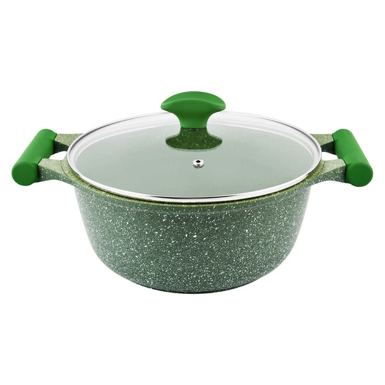 Prestige Essentials Granite 12 Piece Non-Stick Cast Aluminium Cookware sets | Induction Compatible Pots and Pans Set | Green - PR80963