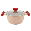 Prestige Essentials Granite 12 Piece Non-Stick Cast Aluminium Cookware sets |Induction Compatible Pots and Pans Set | Pink - PR80964