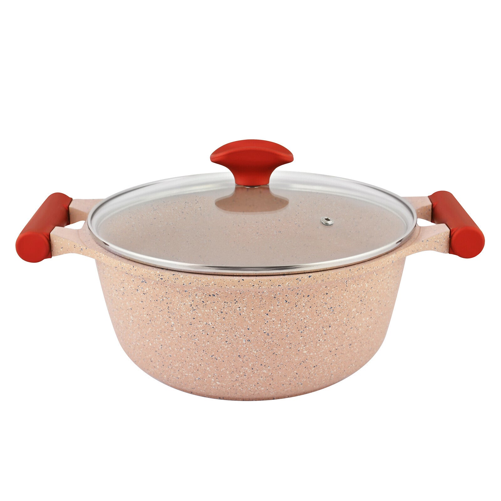 Prestige Essentials Granite 12 Piece Non-Stick Cast Aluminium Cookware sets |Induction Compatible Pots and Pans Set | Pink - PR80964