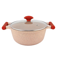 Prestige Essentials Granite 12 Piece Non-Stick Cast Aluminium Cookware sets |Induction Compatible Pots and Pans Set | Pink - PR80964