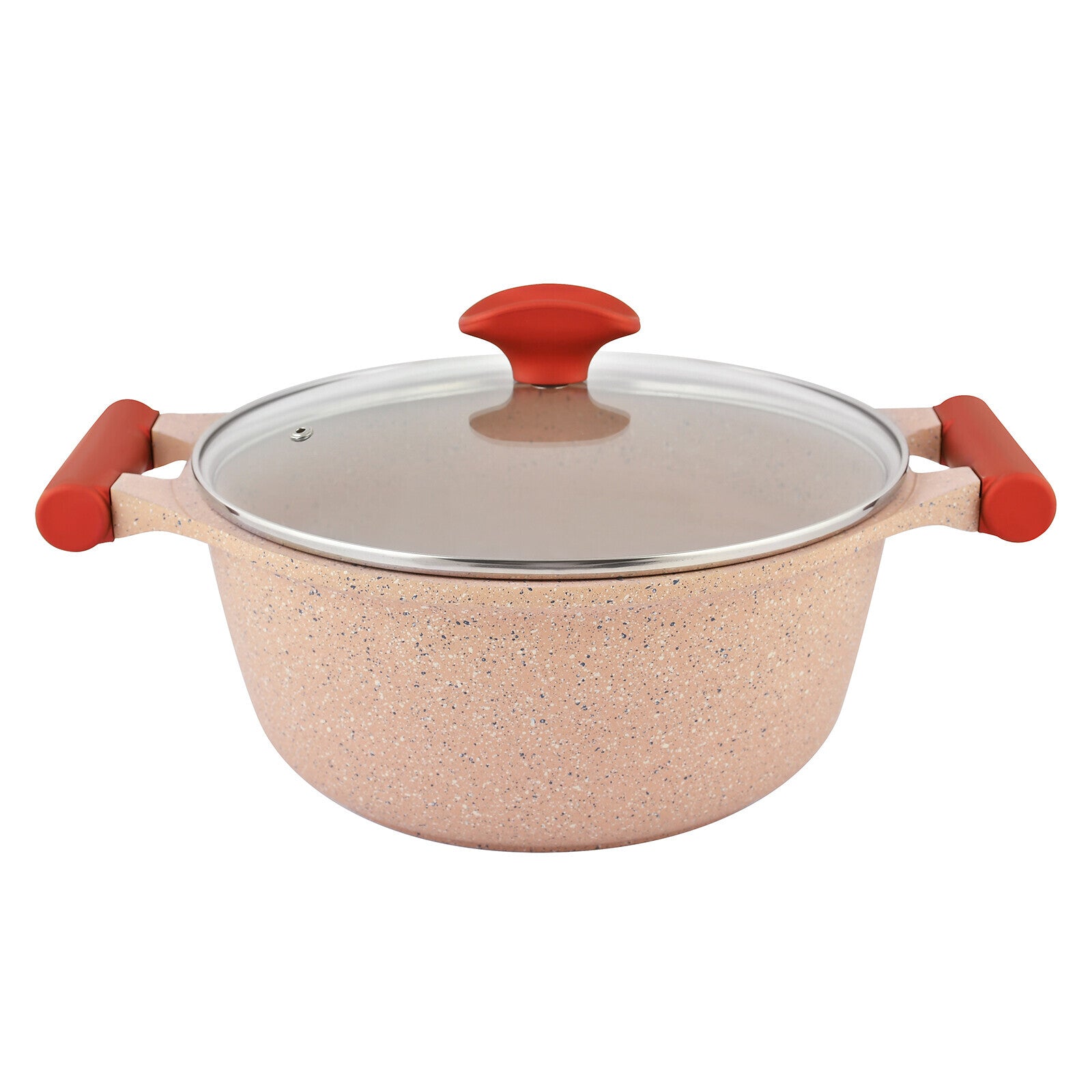 Prestige Essentials Granite 7 Piece Non-Stick Cast Aluminium Cookware Sets | Induction Compatible Pots and Pans Set | Pink - PR80961