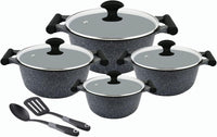 Prestige Essential 10 pcs Cookware Sets | Granite Coated Pots and Pans Set | Non-Stick Induction Compatible Cookware | Black - PR80997