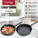 Prestige Pre-Seasoned Pre-Seasoned Cast Iron Cookware Set - 20Cm & 24Cm Frypan | Black - PR49082